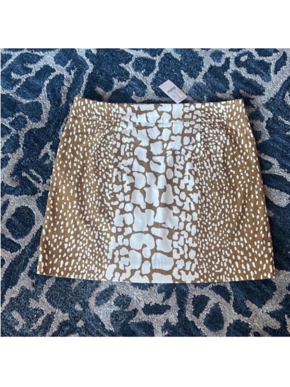 J.Crew Animal Print A line Cotton Mini Skirt Sz S/4 Ivory Green NWT